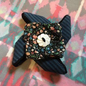 Peluche Blue Handmade Pinwheel Origami Fabric Brooch